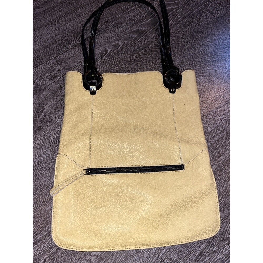 TUSK Pebbled Leather Yellow Soft Large Tote Bb